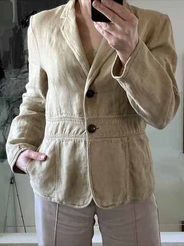 Marella Sport Women's Casual Linen / Flax Jacket Blazer Camel Beige Size 10 - Picture 5 of 13