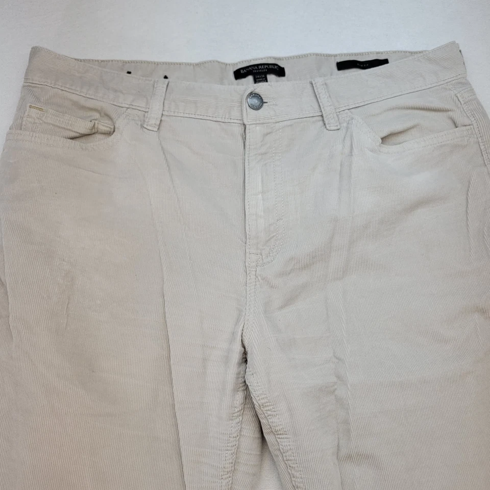 Pantalones de viajero Banana Republic para hombre 34x36 beige pana ajustados rectos preppy Foto 2 de 4