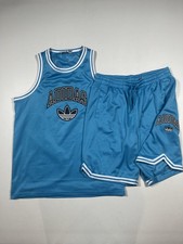 Adidas Tank Jersey Shorts Set Boys Youth XL Blue Mesh Trefoil Basketball Outfit