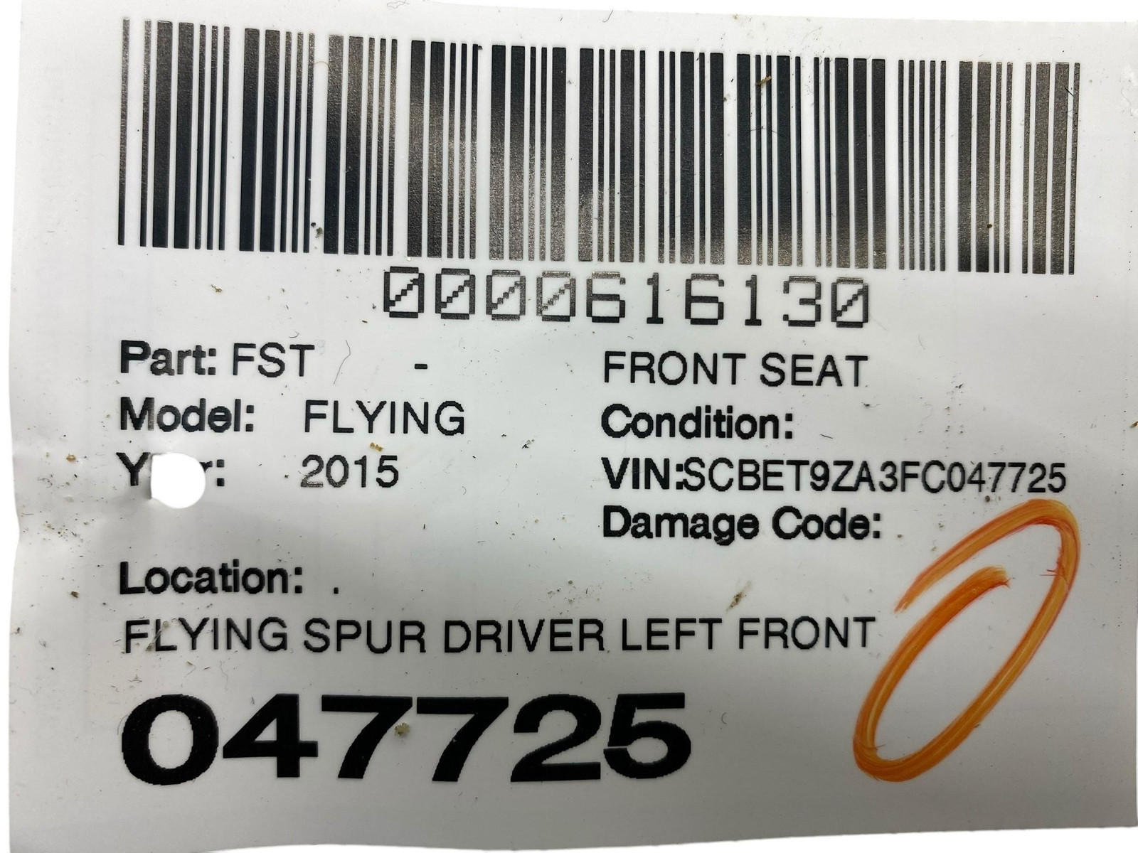 Bentley Flying Spur 2013-2019 Front Left Lower Seat cushion Black
