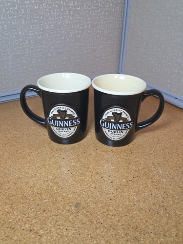 x2 GUINNESS EXTRA STOUT ST JAMES GATE DUBLIN IRELAND STONEWARE COFFEE MUGS/ CUPS