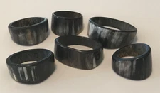 Vintage Set Of 6 Abstract Black & White Napkin Rings