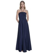 Eliza J Women Ruched-Front embellished Halter Lined Maxi Dress Blue Size 2 $158