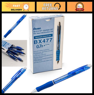Fine Point Ballpoint Pens, 0.7mm Blue Ink, Box of 12, Smooth Writing, Office Sup