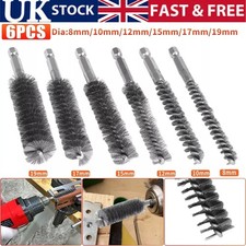 6PCS Stainless Steel Wire Brush Drill Attachment Bore Rust Pipe Cleaner Set