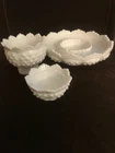 Lot of 3 Vintage Fenton White Milk Glass Hobnail Bowls