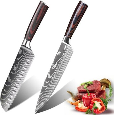 Kitchen Knife Set, 2 Pcs Kitchen Chef Knife Set, Chef Knife,santoku knife,