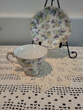 LEFTON LILAC CHINTZ CUP & SAUCER HAND PAINTED #695 Vintage Read