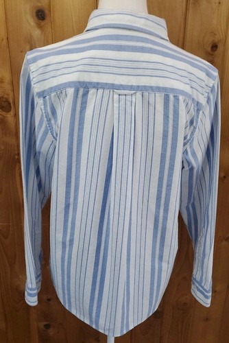 LL Bean Shirt Womens PS Blue Striped Button Up Long Sleeve Classic Coastal - Picture 3 of 15