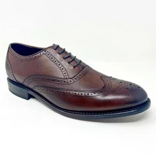 Men’s Mahogany Brown Leather Oxford Dress Shoes Classic Aviator Style Handcrafte