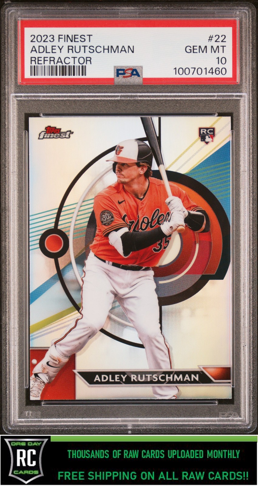 2023 Topps Finest Refractor Adley Rutschman #22 Rookie PSA 10 Baltimore Orioles