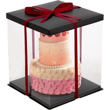 Warmiehomy Clear Cake Box, 22x22x32CM for 6 Inch Tall Cake Box (PACK OPENED)