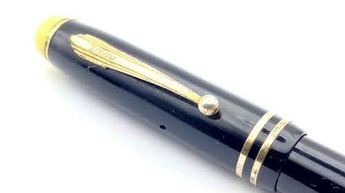 VINTAGE MOORE FOUNTAIN PEN IN BLACK JADE TOP SEMI FLEXIBLE 14K STUB MEDIUM NIB - Picture 2 of 13