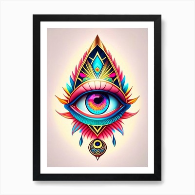 Pineal Gland, Symbol, Third Eye Tat Framed Wall Art Poster Canvas Print Picture
