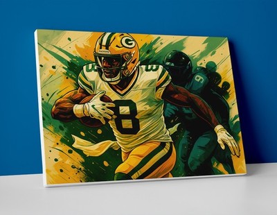 Josh Jacobs Poster or Canvas - Josh Jacobs Green Bay Packers Wall Art Painting
