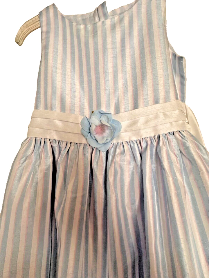 Charter Club Girls Dress 10 Blue &Striped Nylon Blend Sleeveless Fit Flare Party - Image 3 of 4