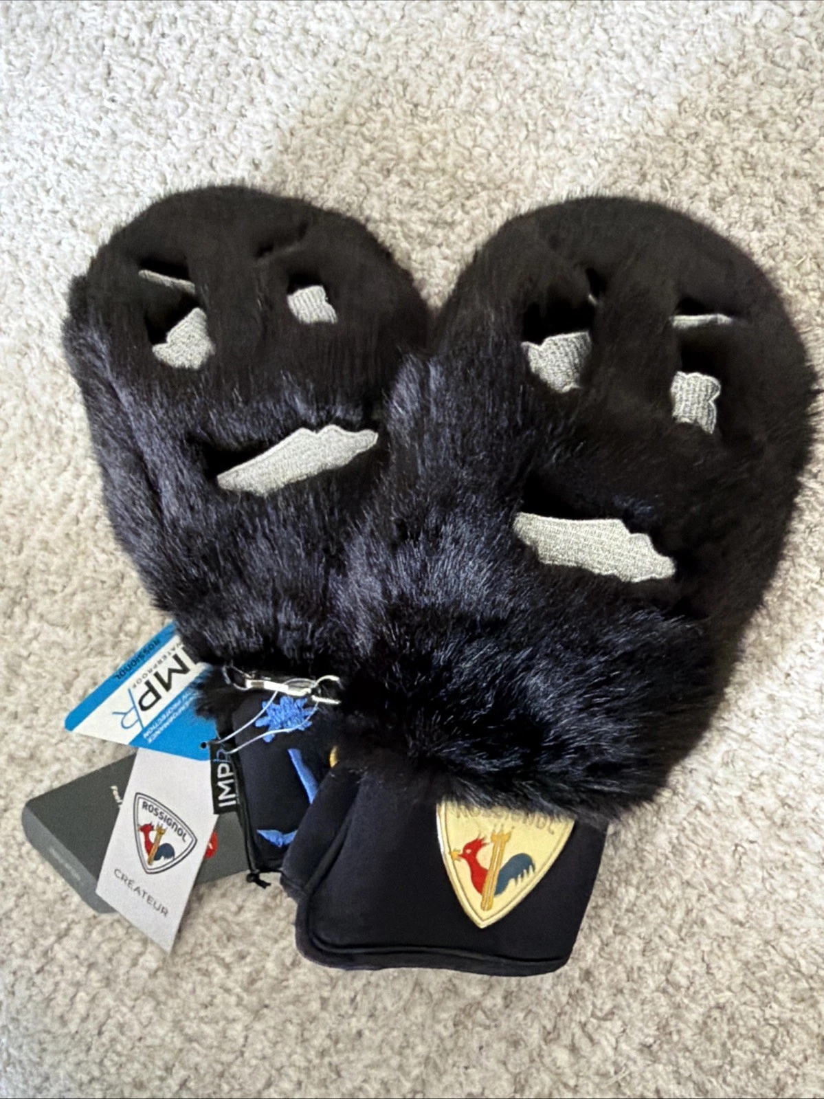JCC X ROSSIGNOL WOMENS DRAKI Faux FUR SKI GLOVES Black Waterproof Size S France