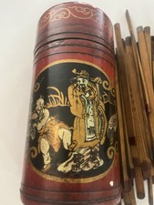 Antique Chinese Fortune Telling CHI CHI Sticks In Red Lacquered Wood 100 Sticks