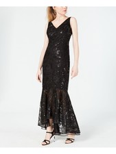 CALVIN KLEIN Womens Black Speckled-Sleeveless Midi Evening Fit + Flare Dress 4