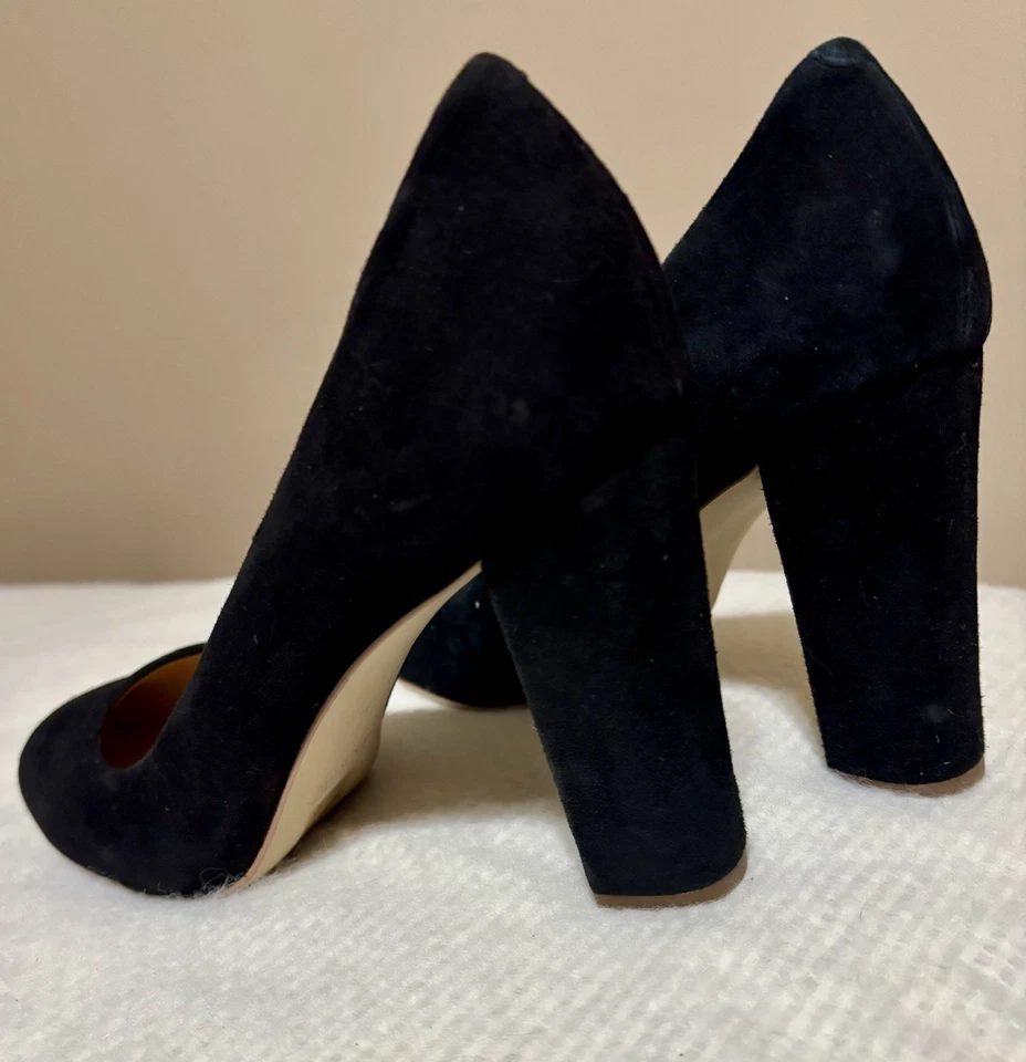 Zapatos de tacón alto elegantes J Crew de gamuza negros para mujer talla 11 Foto 2 de 4