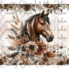 20oz Skinny Tumbler Horse Floral Sublimation Transfer Ready To Press