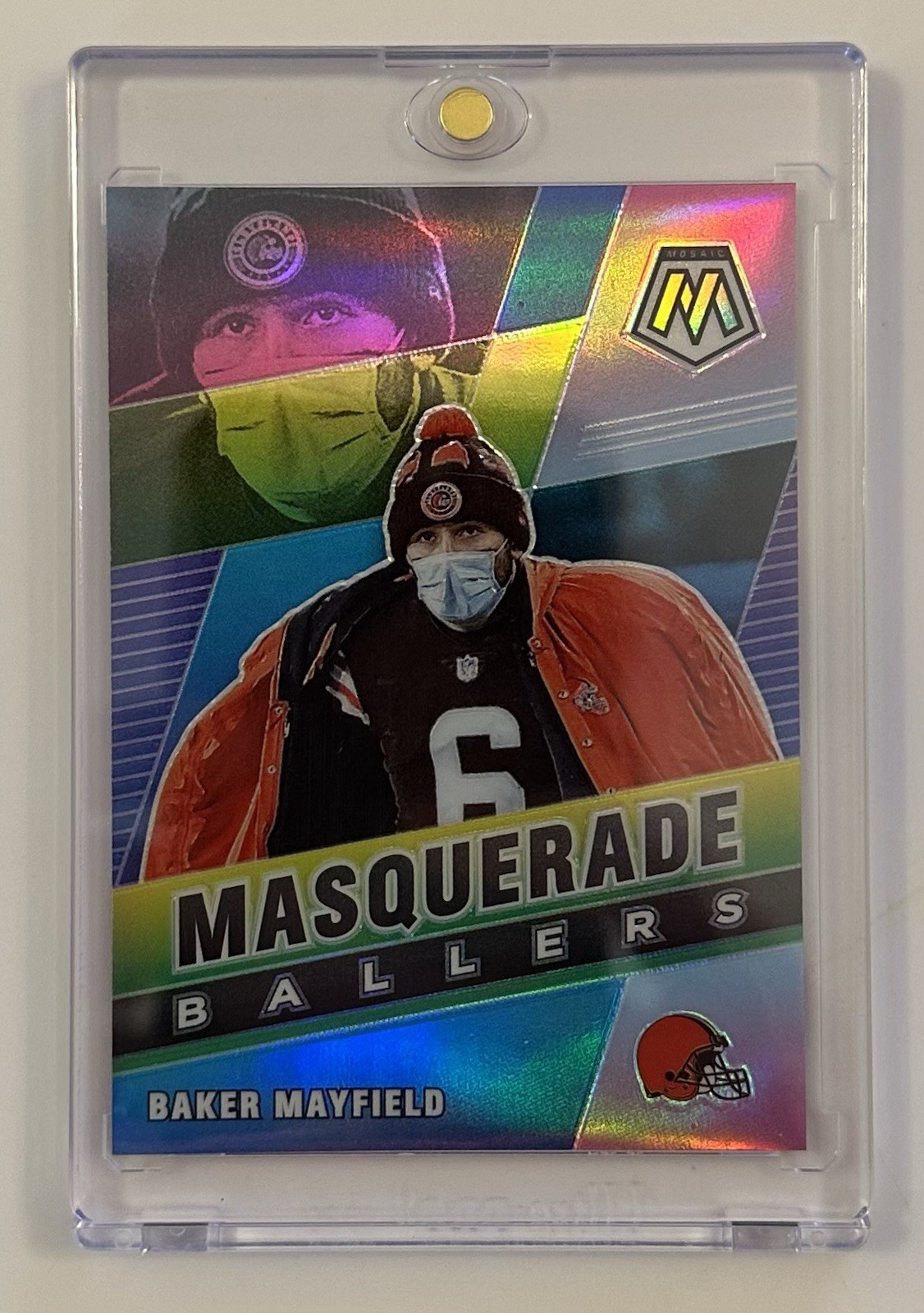 2021 Panini Mosaic MASQUERADE BALLERS Baker Mayfield Case Hit SSP #MB-9