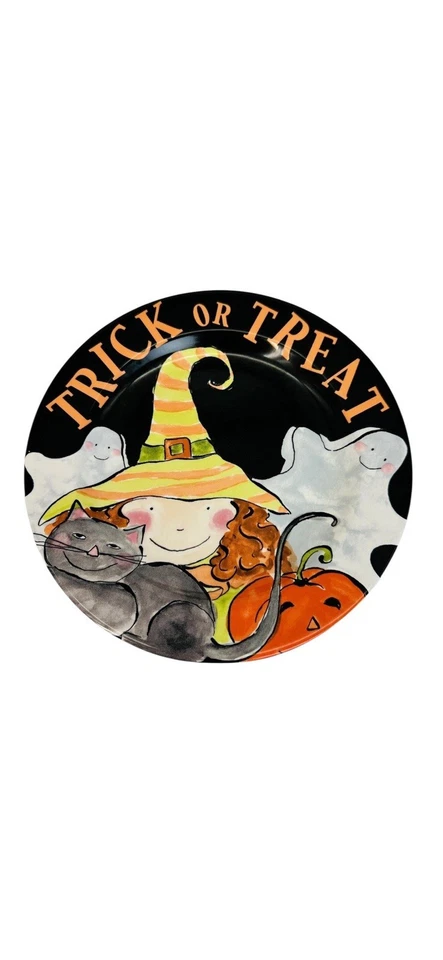 Rosanna Halloween TRUCO O TRATO Plato Hocus Pocus Bruja Gato Fantasma Calabaza 8.5” Foto 3 de 4