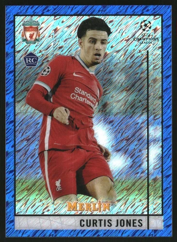 2020-21 Merlin UEFA Champions League Blue Shimmer Refractor #41 Curtis Jones /75
