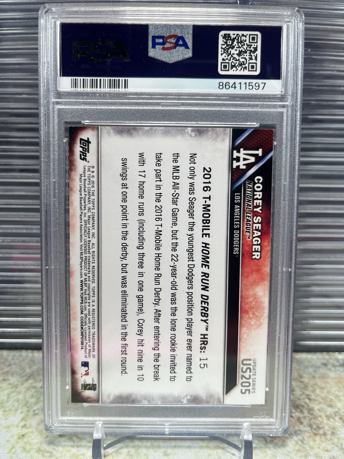 2016 Topps Update #US205 Corey Seager RC Homerun Derby PSA 10 view 2