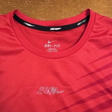 Nike Shirt Mens Large Red Dri Fit Miler Running Short Sleeve Active