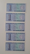 Venezuela 1 Bolvar  Banknotes 1989 5 off AU to UNC