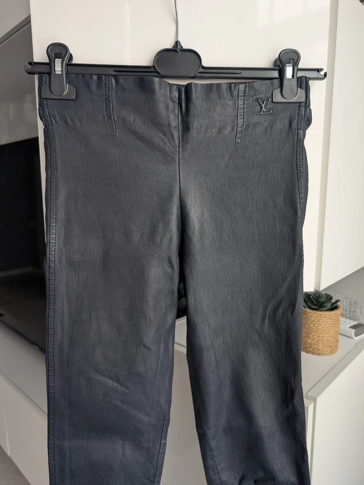Louis Vuitton Piel de Cordero Cuero Azul Marino Elastizado Pantalones Leggings 36 XS S Foto 4 de 4