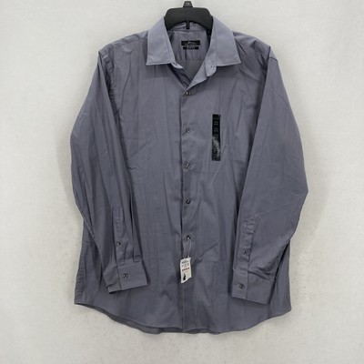 Marc Anthony Shirt Mens Slim Fit Silver Gray Button Up Long