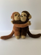 Dakin Hugging Monkeys Vtg Plush Couple Stuffed Animals Sweet Pair 1975 10  EUC