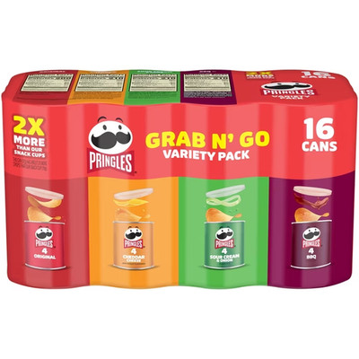 Pringles Potato Crisps Chips, Lunch Snacks, Variety Pack, 22oz Pack (16 Cans)
