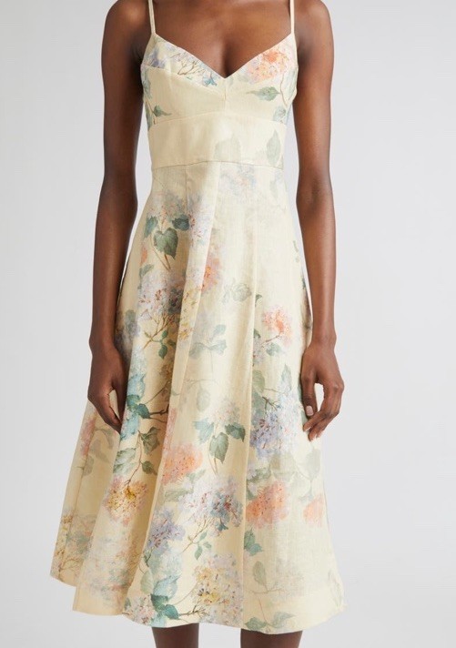 NWT AUTHENTIC ZIMMERMANN Illuminate Picnic Dress Linen Midi Dress AU 2 US 6-8