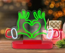 Dr Seuss The Grinch Light Up LED Neon Heart Hands Hanging Wall Decor Christmas
