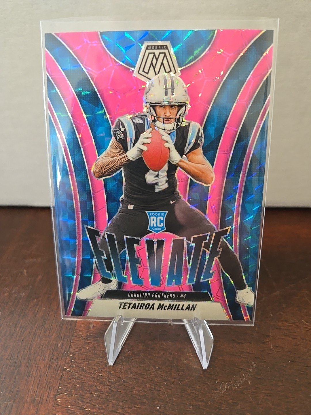 2025 Panini Mosaic - Elevate Tetairoa McMillan #6 Mosaic Pink Fluorescent Prizm
