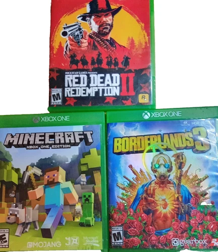 XBOX One Microsoft Game Lot Of 3 Minecraft Borderlands 3 Red Dead Redemption 2