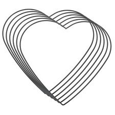 6pcs 9.8" Heart Dream Catcher Rings, Macrame Wreath Floral Hoop, Black