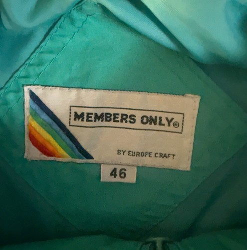 Vintage AQUA BLUE MEMBERS ONLY JACKET Rainbow Tag 80s Cafe Racer Bomber sz 46 XL - Picture 3 of 6
