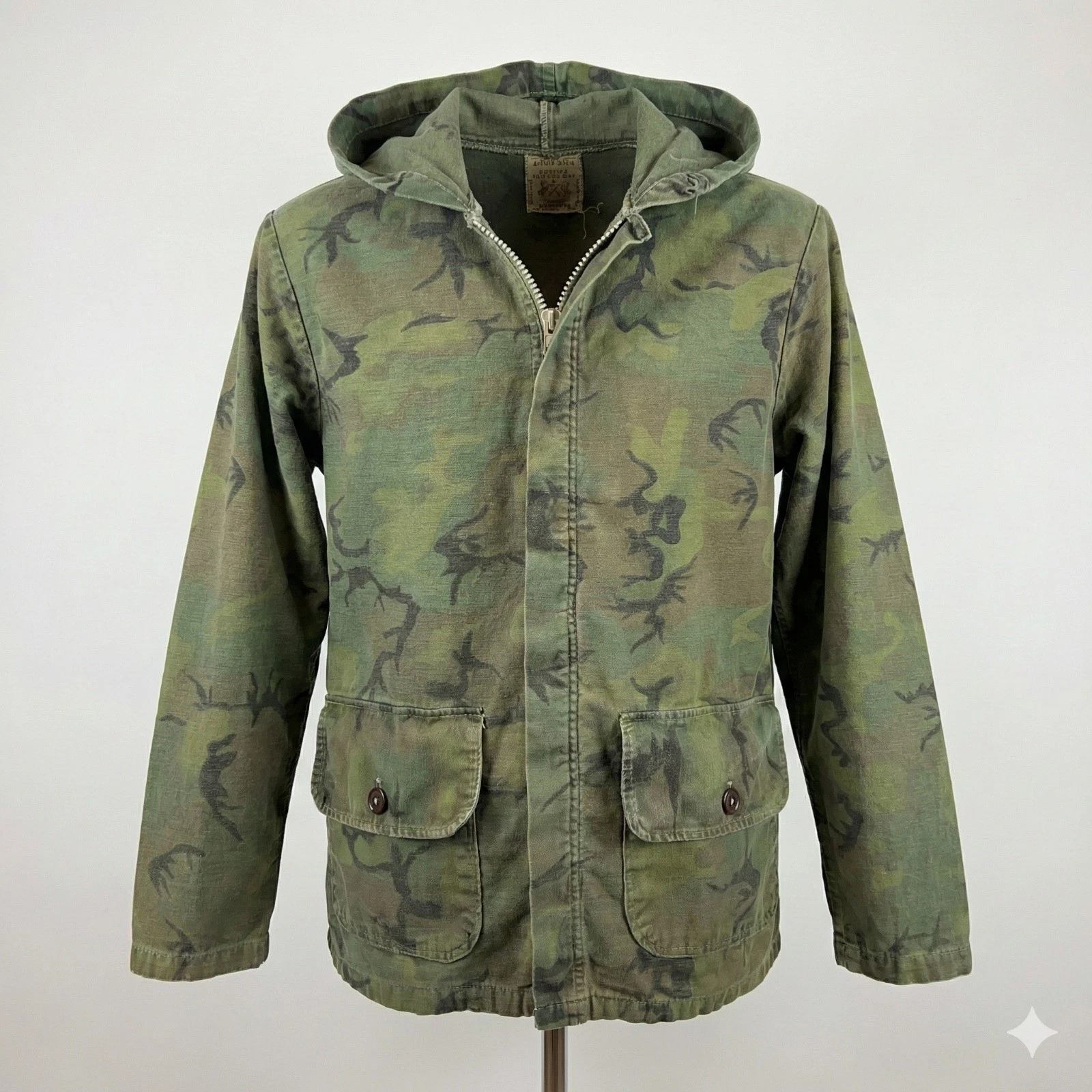 Vintage Herter's Hudson Bay Duck Camo Jacket XL Barco Zip 50s 60s Hunting Wading