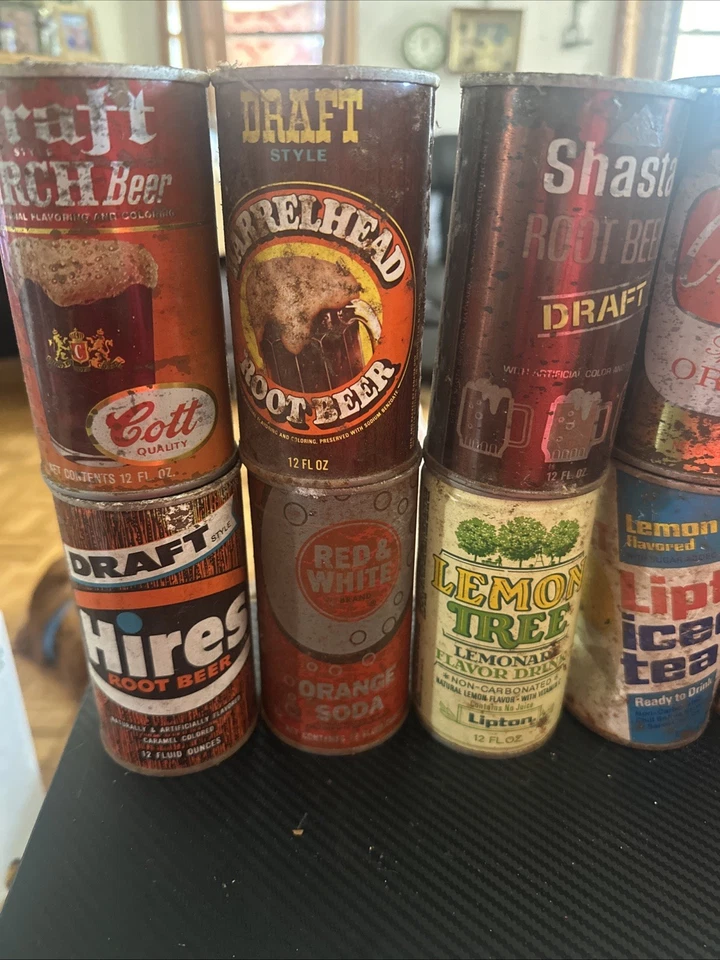 Soda Cott Orange Cola tapa plana 12 oz. Lata de refrescos - Lote de 13 Dr Pepper vintage Foto 2 de 4