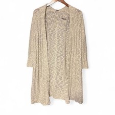 Free People Knit Open Cardigan Sweater Size S/M Boho Hippie Linen Blend Layering