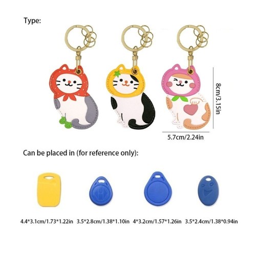 Lindo portatarjetas de acceso con colgante de cuero PU para llaves de gato de dibujos animados - Imagen 2 de 22