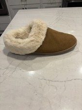 MySlippers Women  s Chestnut Suede Moccasin Slippers With Faux Fur Lining,11W NEW