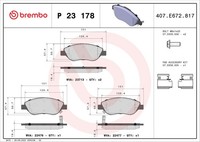 Vorderachse Brembo P 23 178 Bremsbelagsatz, Scheibenbremse FüR Fiat