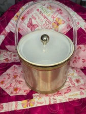 Georges Bricard Gold Ice Bucket Signed. Mid Century Modern, Made In USA