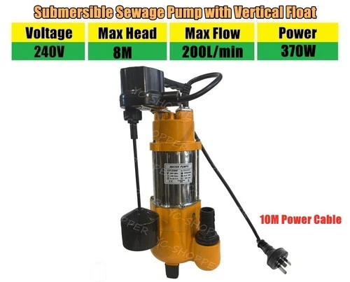 Submersible Sewage Pump Sump Pump  Vertical Float Adjustable 8m Head 200L/m