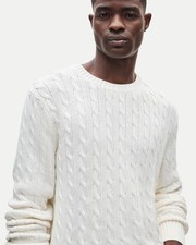 J.Crew Men's L Heritage ivory cotton cable-knit sweater